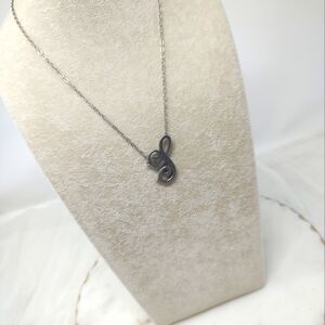 JK thirty-one Silver Tone Chain Scroll Pendant Necklace